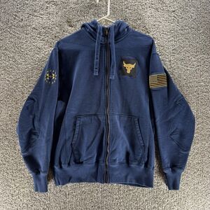 Under Armour Project Rock Freedom Hoodie Sweatshirt Mens Small Blue Jacket Hood